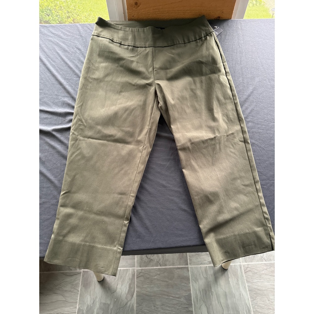 Zac & Rachel Women 10 Olive Green Millennium Pull On Crop Pants Ultimate Fit NEW